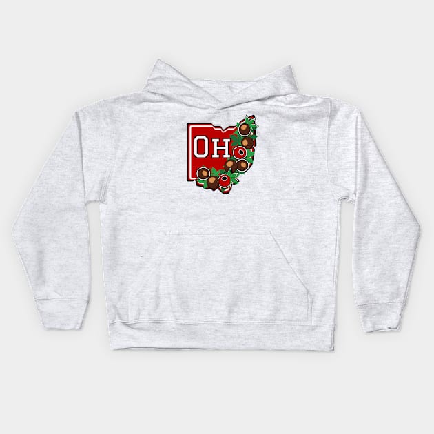 Ohio with Buckeyes Kids Hoodie by Official Friends Fanatic